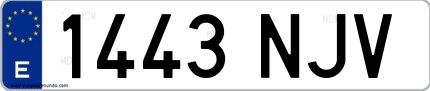 Ejemplo de matrícula española 1443 NJV