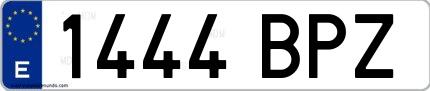 Ejemplo de matrícula española 1444 BPZ