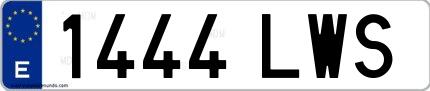 Ejemplo de matrícula española 1444 LWS