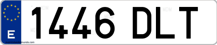 Ejemplo de matrícula de coche ordinaria 1446 DLT