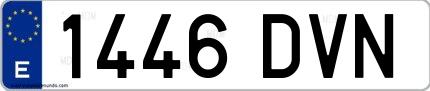Ejemplo de matrícula española 1446 DVN