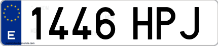 Ejemplo de matrícula de coche ordinaria 1446 HPJ