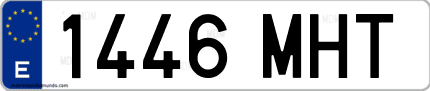 Ejemplo de matrícula de coche ordinaria 1446 MHT