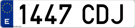 Ejemplo de matrícula de coche ordinaria 1447 CDJ