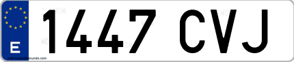 Ejemplo de matrícula de coche ordinaria 1447 CVJ