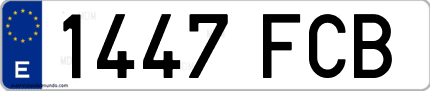 Ejemplo de matrícula de coche ordinaria 1447 FCB