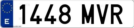 Ejemplo de matrícula española 1448 MVR