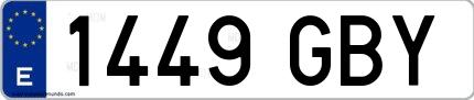 Ejemplo de matrícula española 1449 GBY