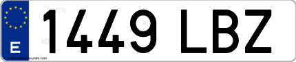 Ejemplo de matrícula de coche ordinaria 1449 LBZ