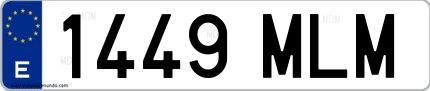 Ejemplo de matrícula española 1449 MLM