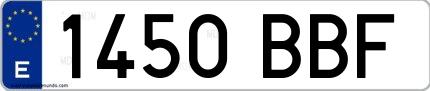 Ejemplo de matrícula española 1450 BBF