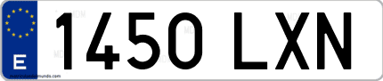Ejemplo de matrícula de coche ordinaria 1450 LXN