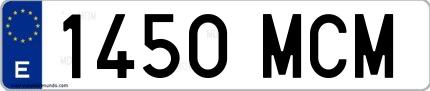 Ejemplo de matrícula española 1450 MCM