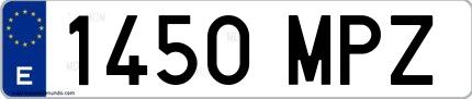 Ejemplo de matrícula española 1450 MPZ