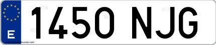 Ejemplo de matrícula española 1450 NJG
