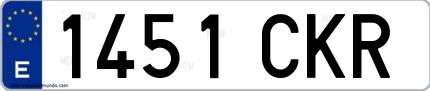 Ejemplo de matrícula española 1451 CKR
