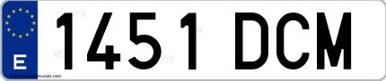 Ejemplo de matrícula española 1451 DCM