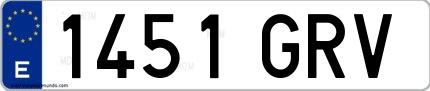 Ejemplo de matrícula española 1451 GRV