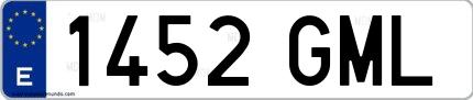 Ejemplo de matrícula española 1452 GML