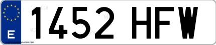 Ejemplo de matrícula española 1452 HFW