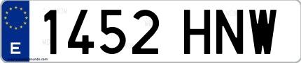 Ejemplo de matrícula española 1452 HNW