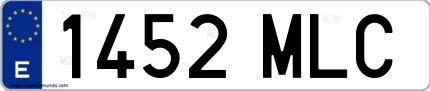 Ejemplo de matrícula española 1452 MLC
