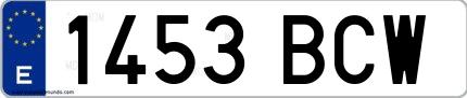 Ejemplo de matrícula española 1453 BCW