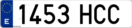 Ejemplo de matrícula de coche ordinaria 1453 HCC
