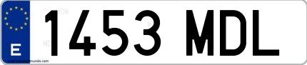 Ejemplo de matrícula española 1453 MDL