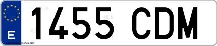 Ejemplo de matrícula española 1455 CDM