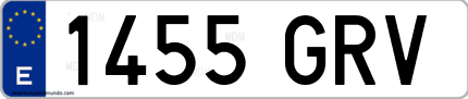 Ejemplo de matrícula de coche ordinaria 1455 GRV