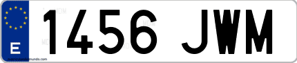 Ejemplo de matrícula de coche ordinaria 1456 JWM