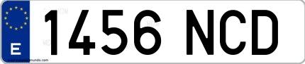 Ejemplo de matrícula española 1456 NCD