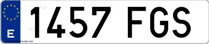 Ejemplo de matrícula española 1457 FGS