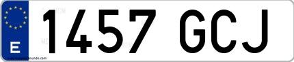 Ejemplo de matrícula española 1457 GCJ