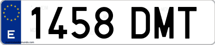 Ejemplo de matrícula de coche ordinaria 1458 DMT
