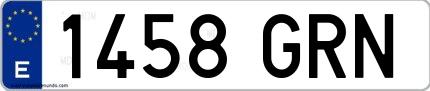 Ejemplo de matrícula española 1458 GRN