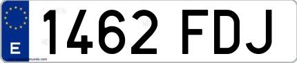 Ejemplo de matrícula española 1462 FDJ