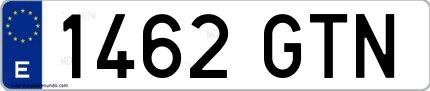 Ejemplo de matrícula española 1462 GTN