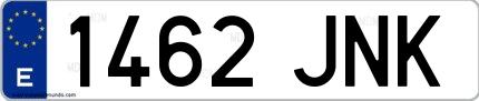 Ejemplo de matrícula española 1462 JNK