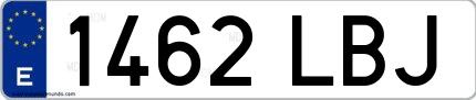 Ejemplo de matrícula española 1462 LBJ