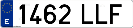 Ejemplo de matrícula de coche ordinaria 1462 LLF