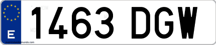 Ejemplo de matrícula de coche ordinaria 1463 DGW