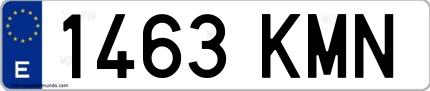Ejemplo de matrícula española 1463 KMN