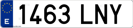 Ejemplo de matrícula de coche ordinaria 1463 LNY