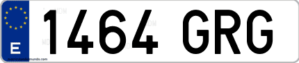 Ejemplo de matrícula de coche ordinaria 1464 GRG