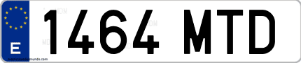 Ejemplo de matrícula de coche ordinaria 1464 MTD