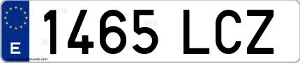 Ejemplo de matrícula española 1465 LCZ