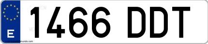 Ejemplo de matrícula española 1466 DDT