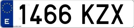 Ejemplo de matrícula española 1466 KZX